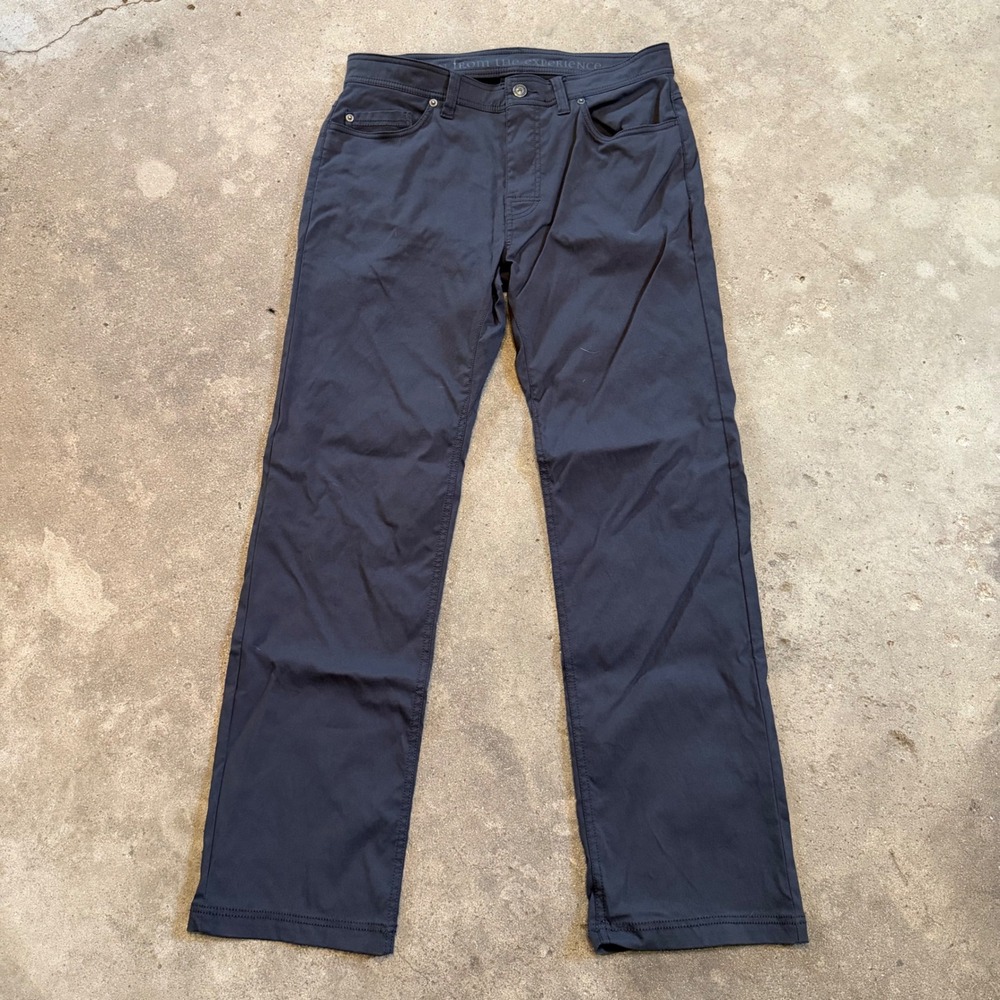 Prana Brion‎ Pants Mens 34 Charcoal Gray Slim Fit Nylon Stretch M4BN32312